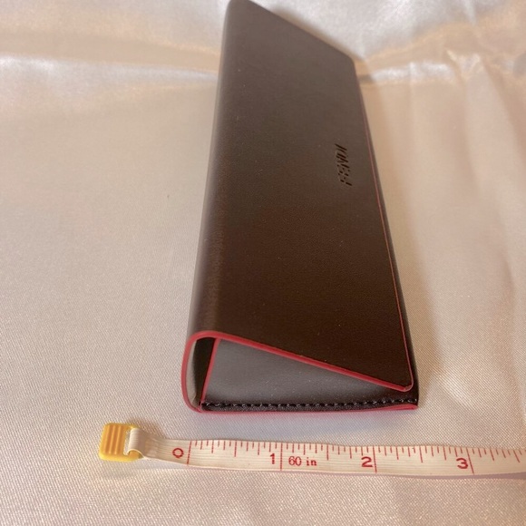 Fendi Leather Triangle Eyeglass Sunglass Hard Case with Cloth - Brown, NEW - Picture 6 of 7